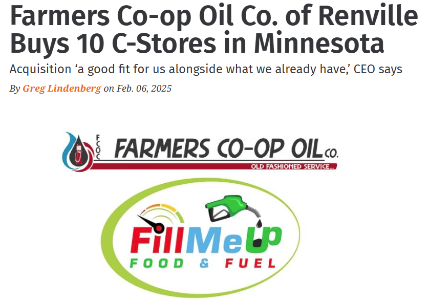 Farmers Coop Oil Co. of Renville Buys 10 CStores in Minnesota